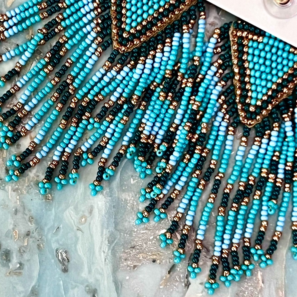 πΊπHPππΊ NWT Anthropologie Deepa Beaded Fringe Chandeliers - Picture 16 of 16